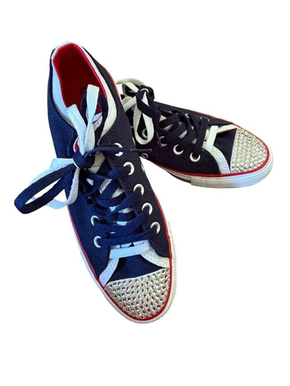 Converse Chuck Taylor RW&B All Star Double Tongue Bling Sneakers Women’s 8 NEW!